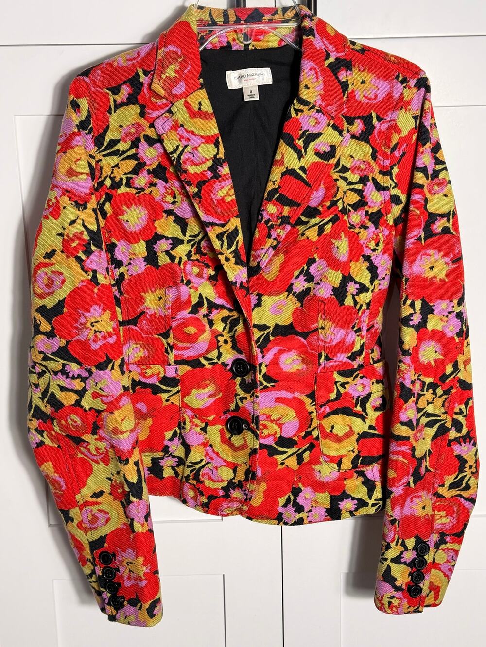 Isaac Mizrahi for Target Floral Blazer Jacket Women’s Small Red Yellow Statement